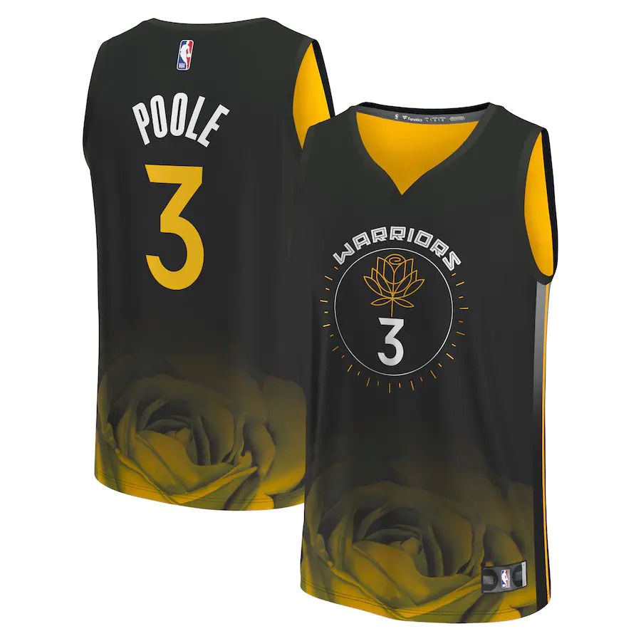 Men Golden State Warriors 3 Jordan Poole Fanatics Branded Black City Edition 2022-23 Fastbreak NBA Jersey